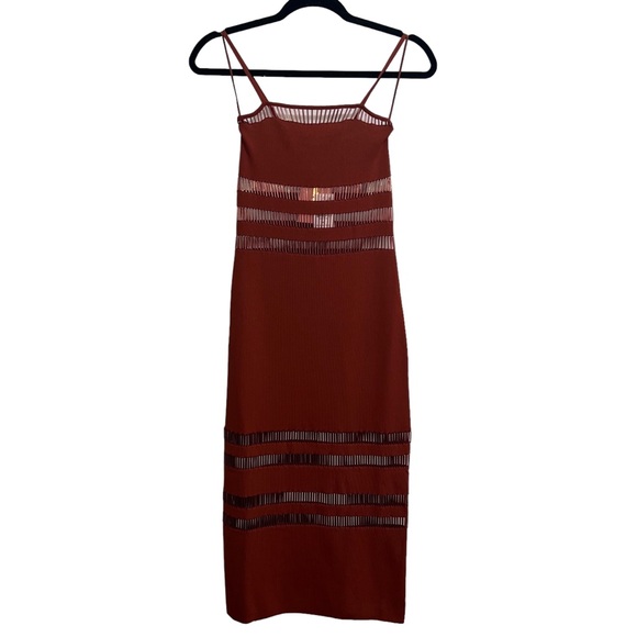 NEW NWT Cult Gaia Olitan Embellished Midi Dress In Tannin - Picture 4 of 11
